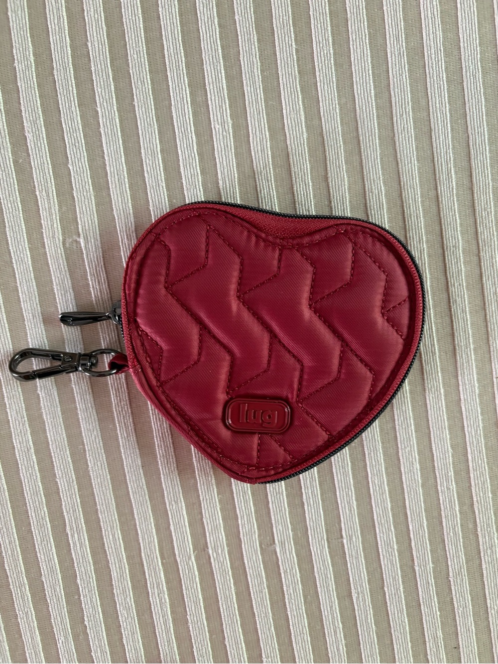 Lug Heart Pouch Red Quilted Coin Purse Keychain NWOT Style